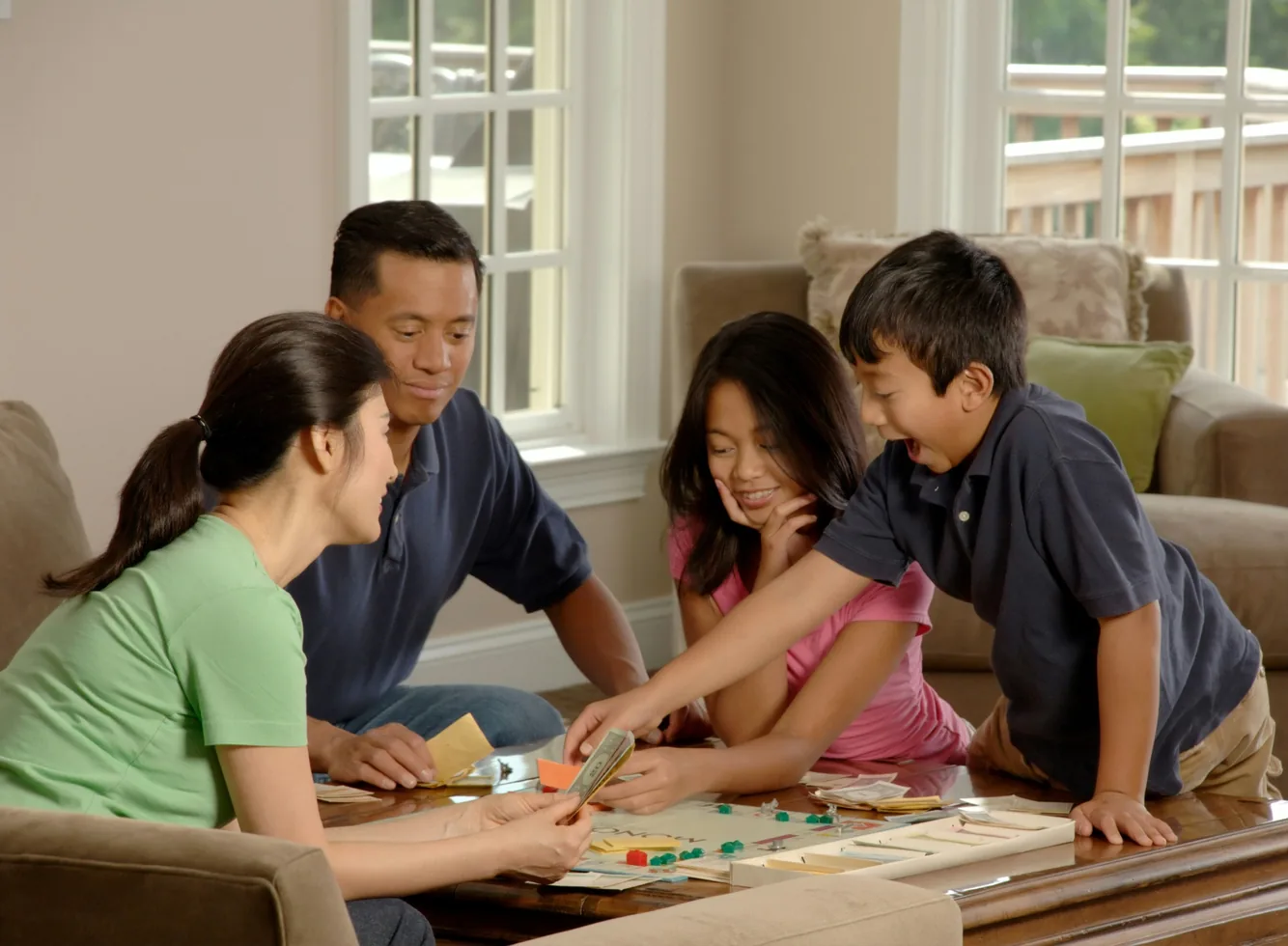 A family learning together around a table