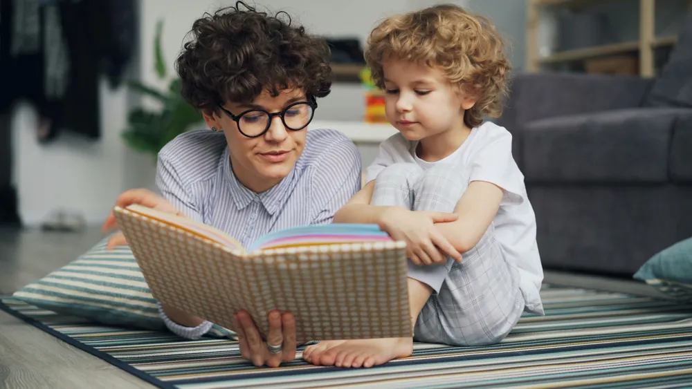 A child reading at home